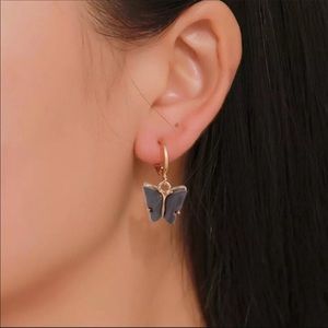 NEW Black Butterfly Hoop Earring